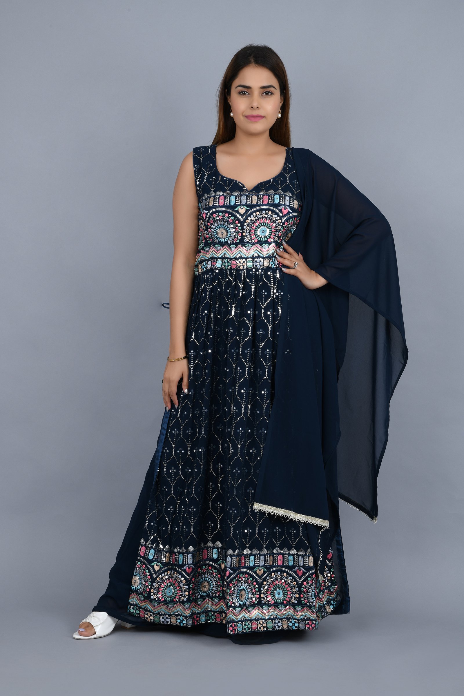 Blue Nyra Cut Palazzo with Dupatta