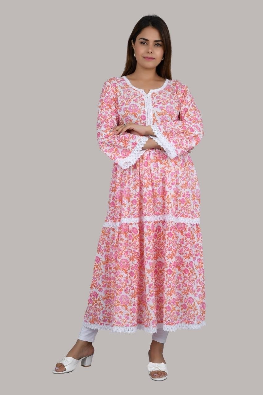 Elegant Pink Cotton Dress