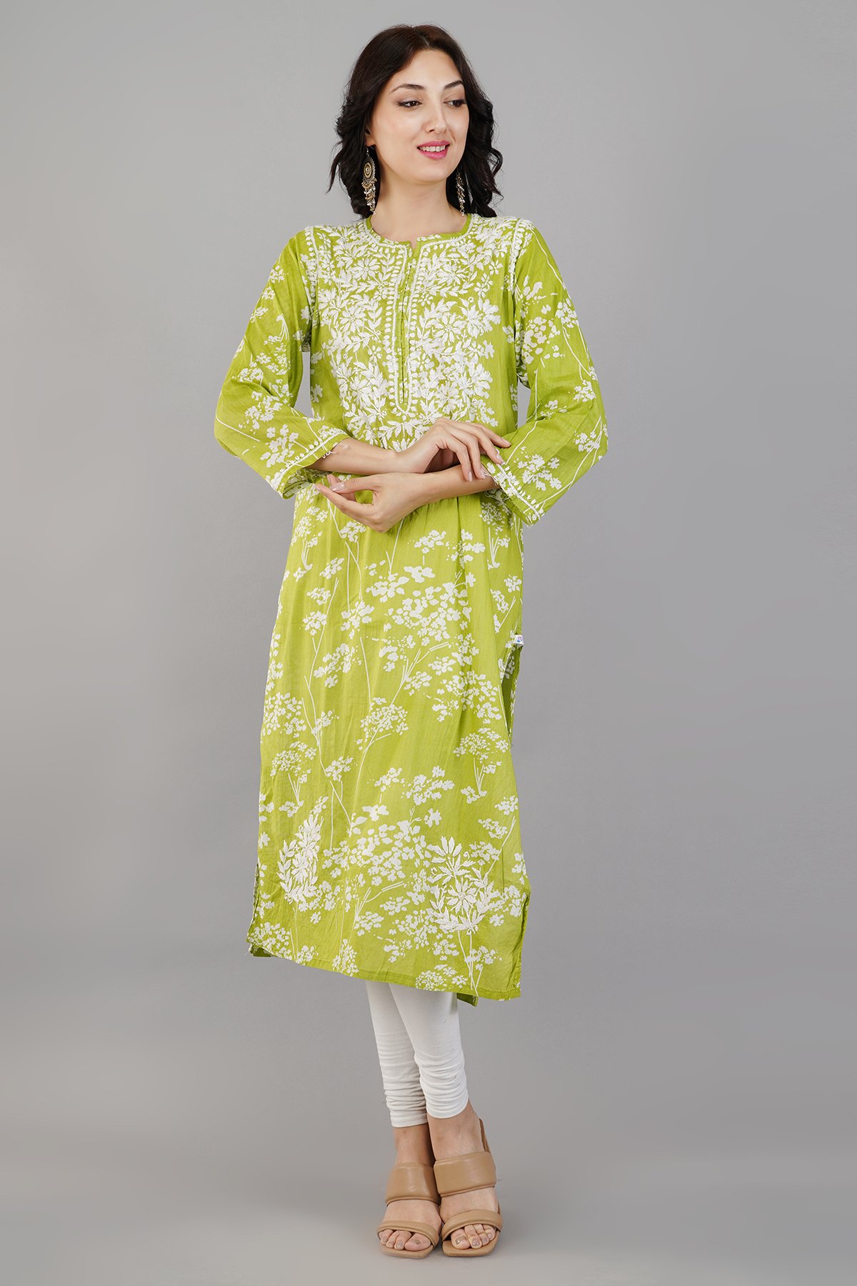 Lemon Green chikankari kurta