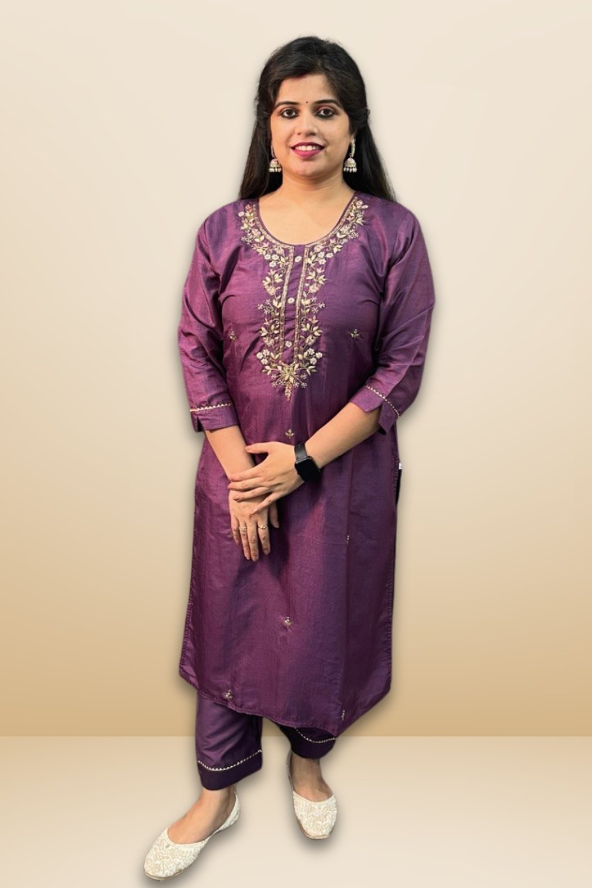 Magenta Kurta with Pant with Dupatta