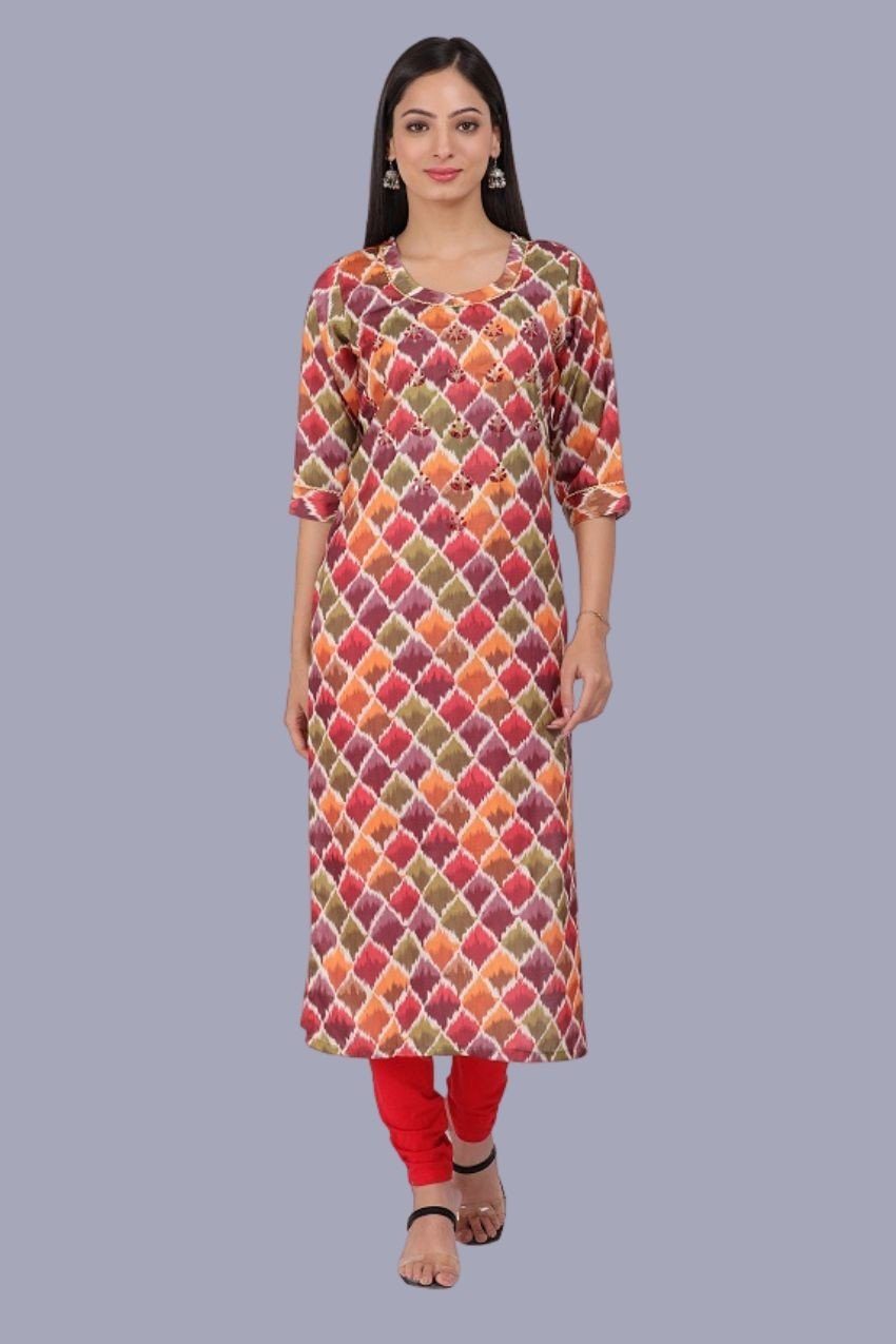 Multicolour Rayon Kurta