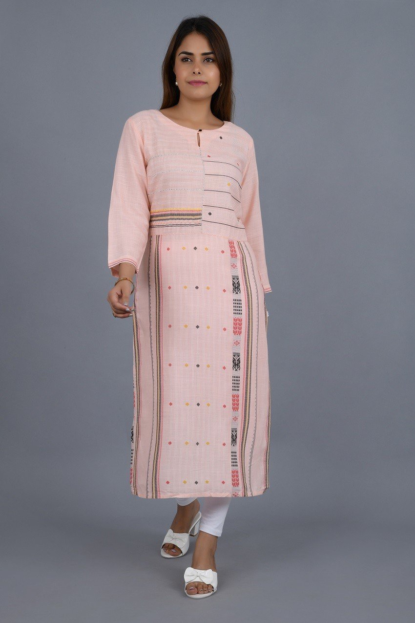 Peach Rayon Kurta