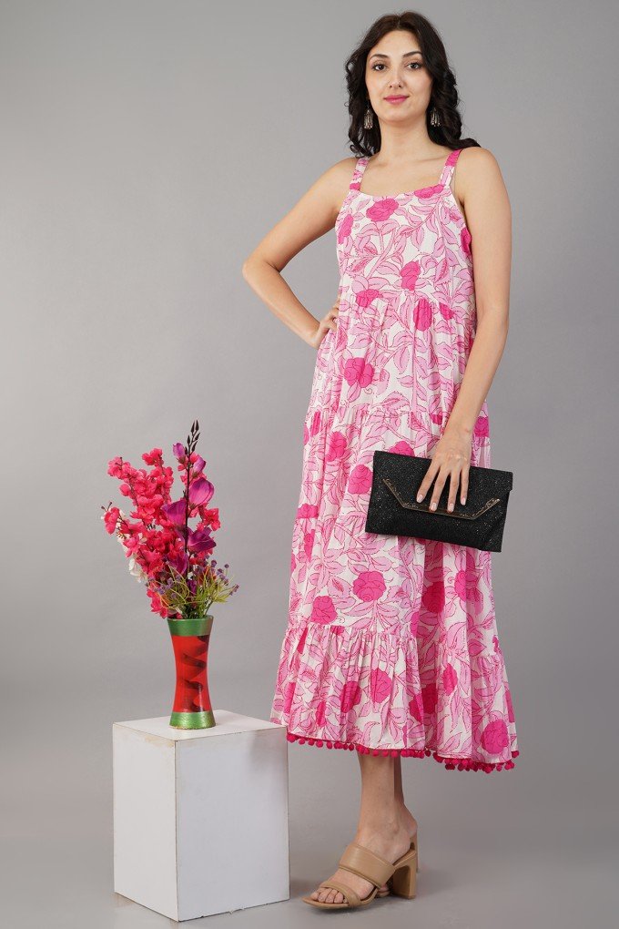 Pink Floral Cotton Dress