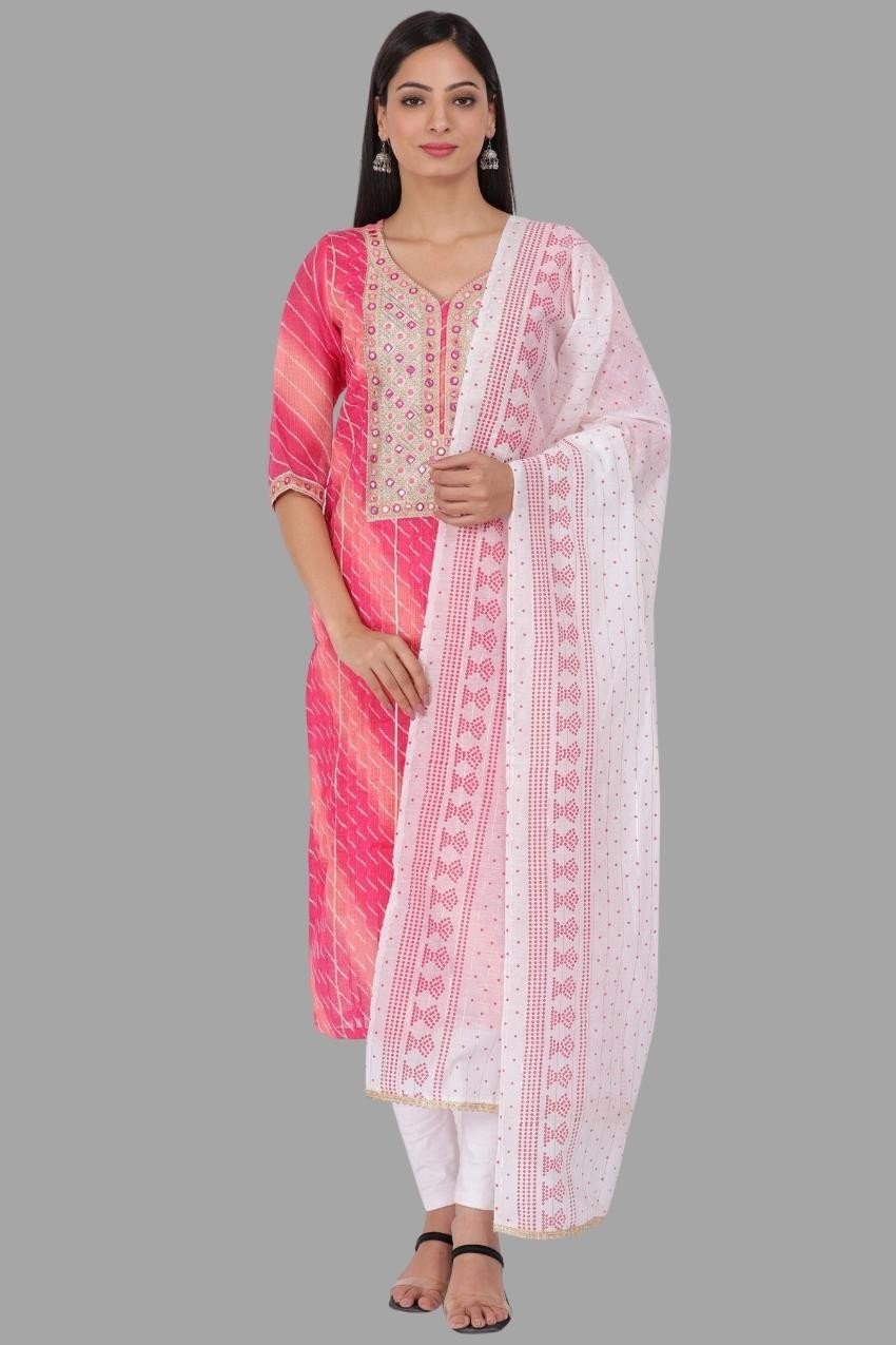 Pink Kota Kurta with Dupatta