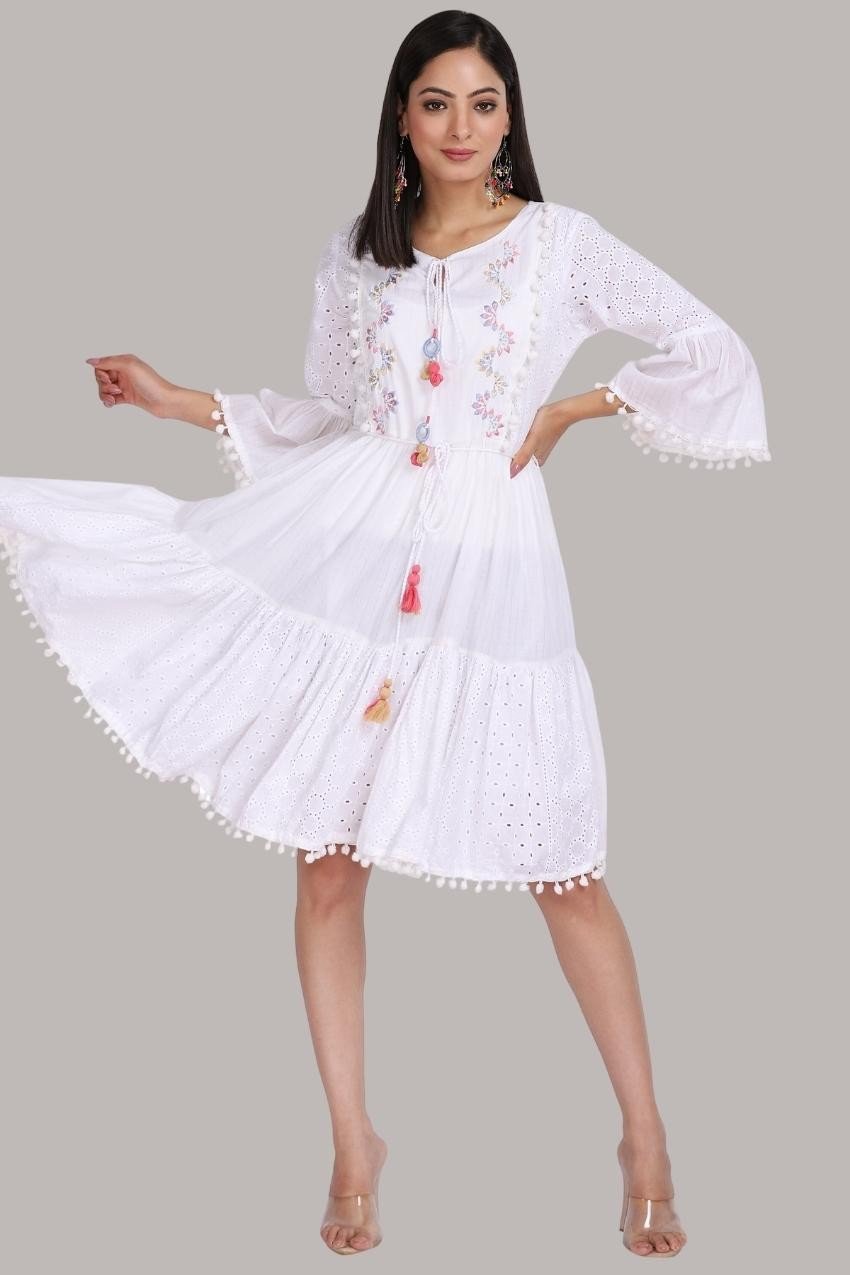 White Flared Cotton Dress